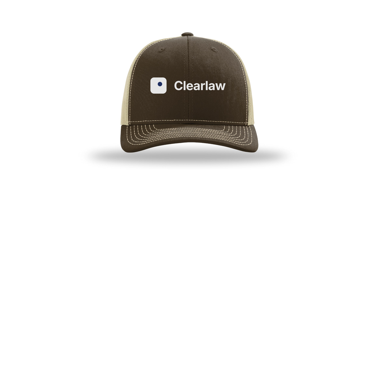 clearlaw-richardson-trucker-cap-embroidery-capfront-R112-brownkhaki-flat-front