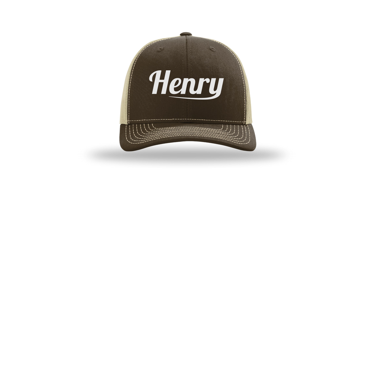henrymeds-richardson-trucker-cap-embroidery-capfront-R112-brownkhaki-flat-front