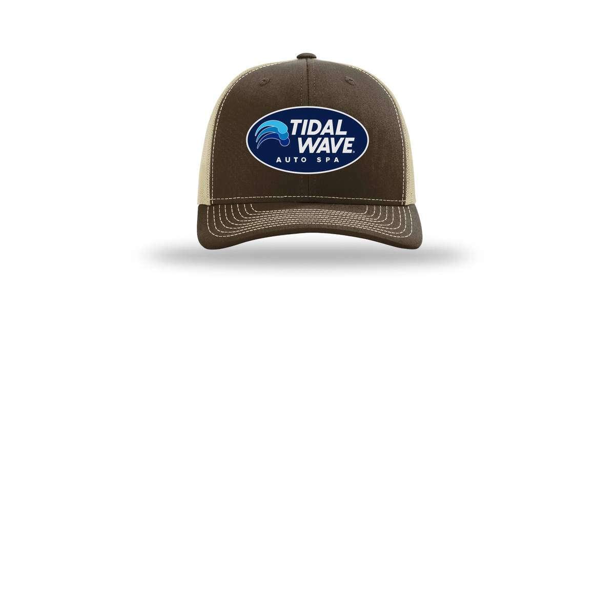 tidalwaveautospa-richardson-trucker-cap-embroidery-capfront-R112-brownkhaki-flat-front