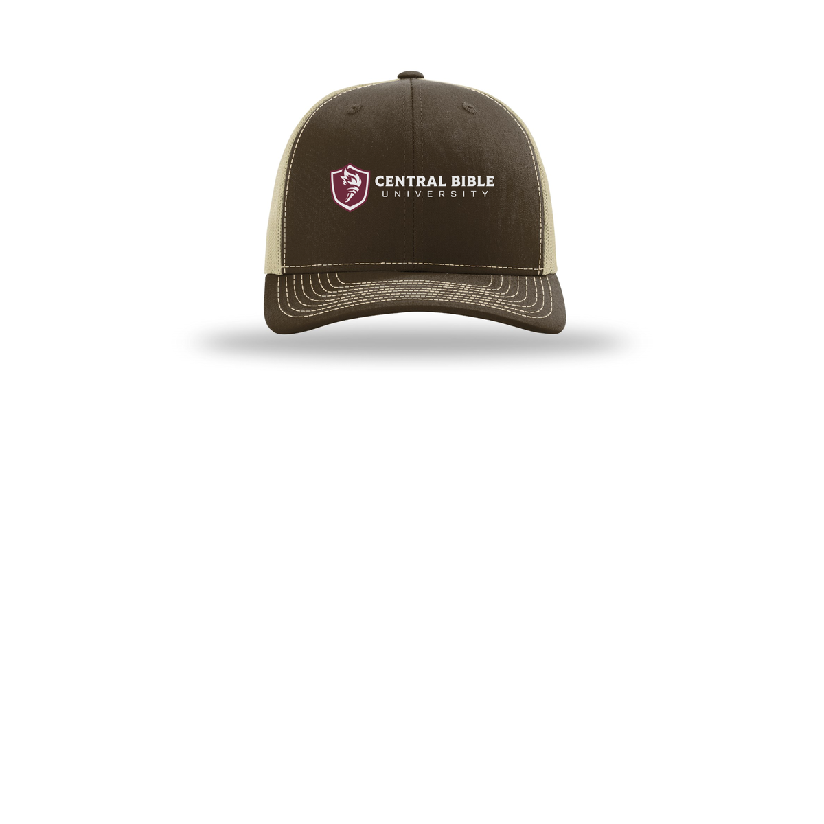 centralbible-richardson-trucker-cap-embroidery-capfront-R112-brownkhaki-flat-front