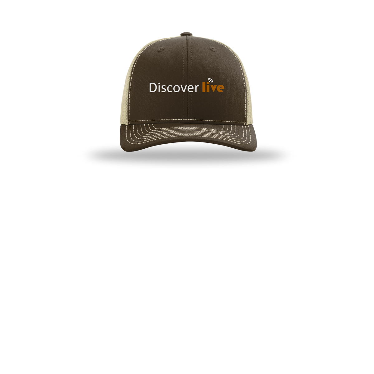 discover-richardson-trucker-cap-embroidery-capfront-R112-brownkhaki-flat-front