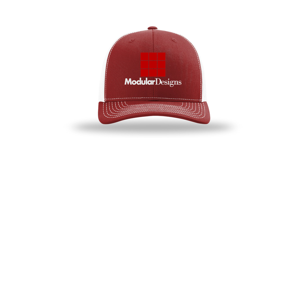 modulardesignsflooring-richardson-trucker-cap-embroidery-capfront-R112-cardinalwhite-flat-front