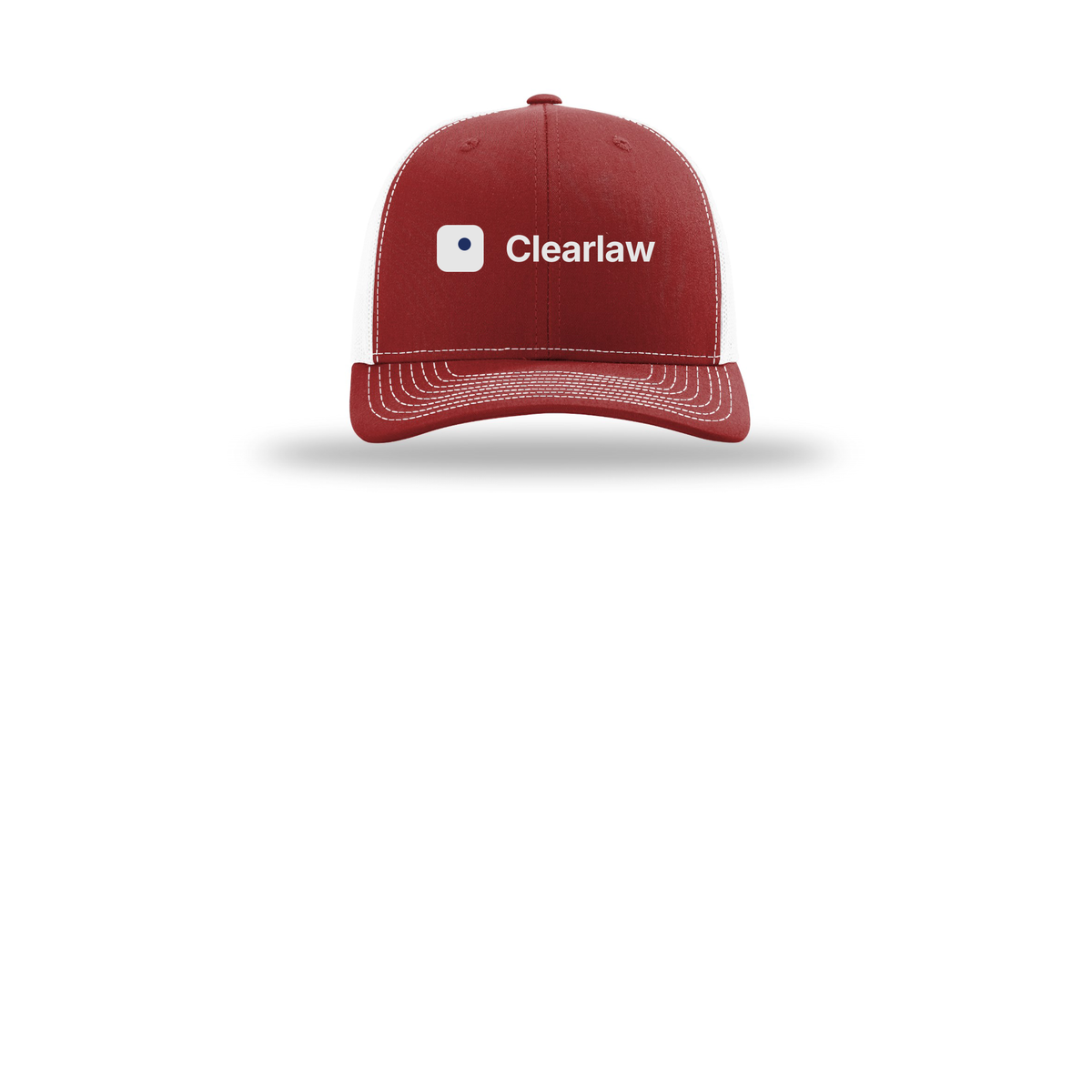 clearlaw-richardson-trucker-cap-embroidery-capfront-R112-cardinalwhite-flat-front