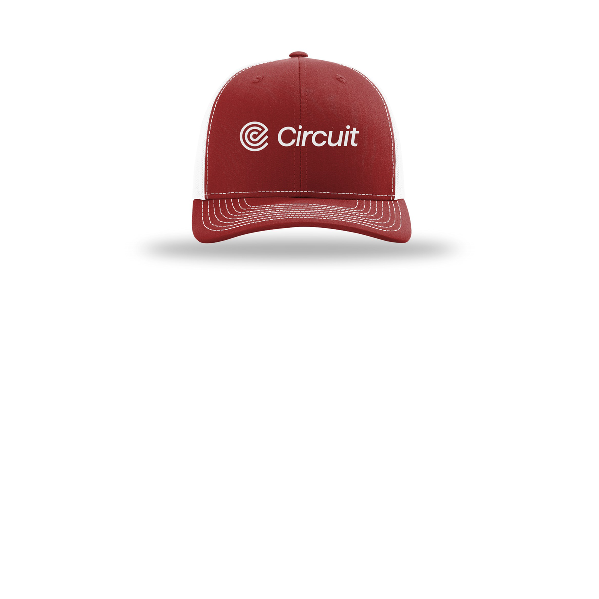 ridecircuit-richardson-trucker-cap-embroidery-capfront-R112-cardinalwhite-flat-front