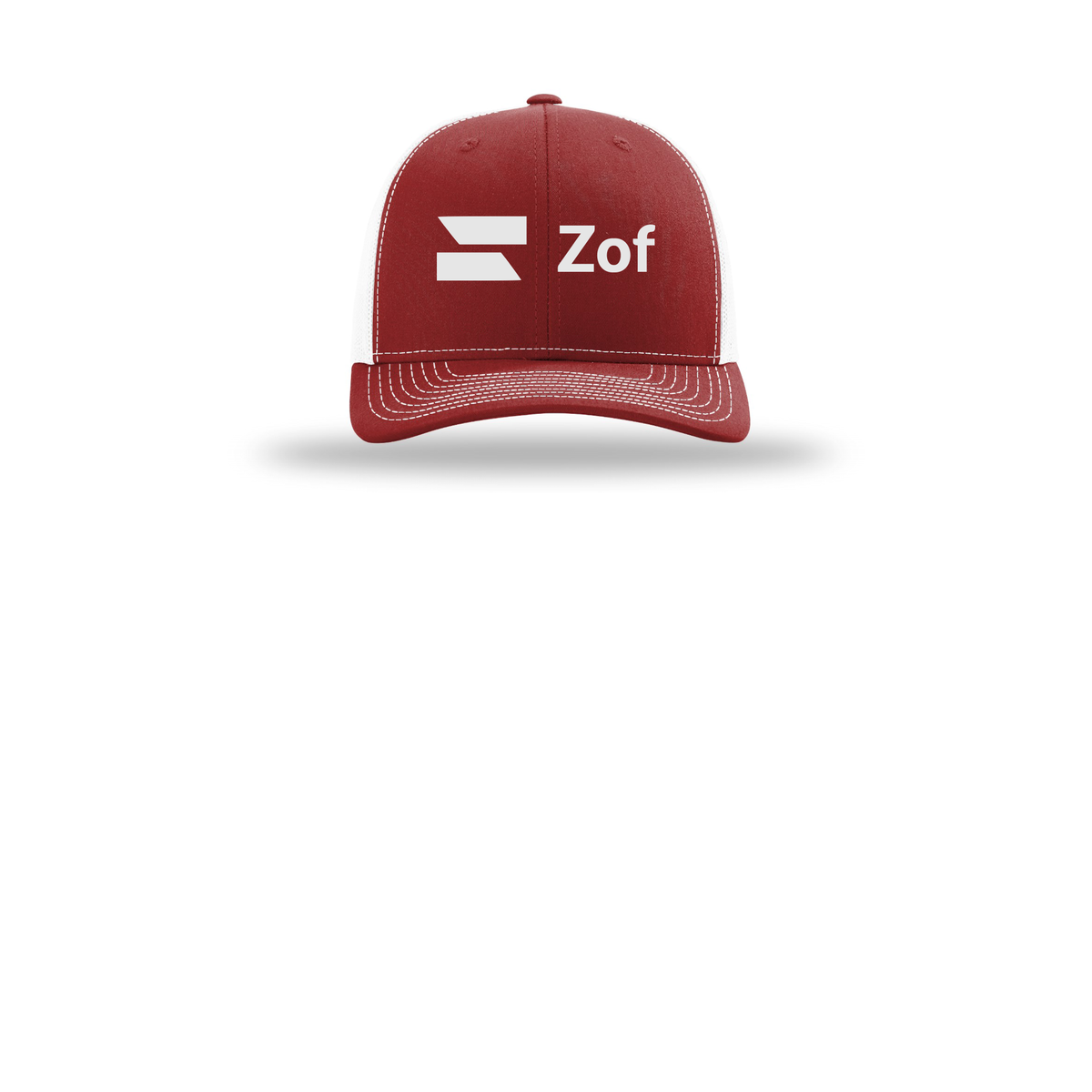 zof-richardson-trucker-cap-embroidery-capfront-R112-cardinalwhite-flat-front