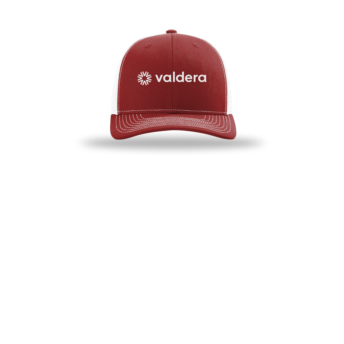 valdera-richardson-trucker-cap-embroidery-capfront-R112-cardinalwhite-flat-front