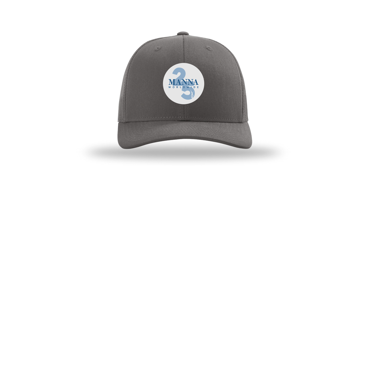 mannaworldwide-richardson-trucker-cap-embroidery-capfront-R112-charcoal-flat-front