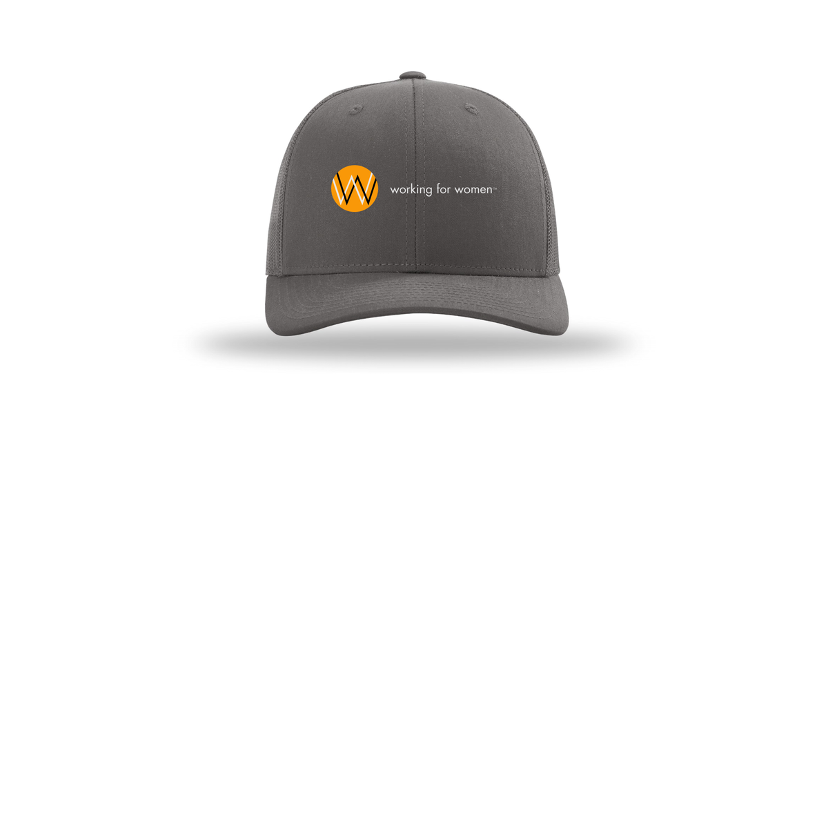 workingforwomen-richardson-trucker-cap-embroidery-capfront-R112-charcoal-flat-front