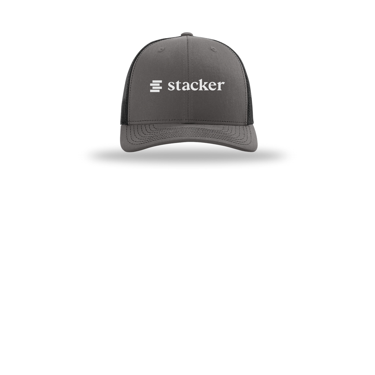 stacker-richardson-trucker-cap-embroidery-capfront-R112-charcoalblack-flat-front
