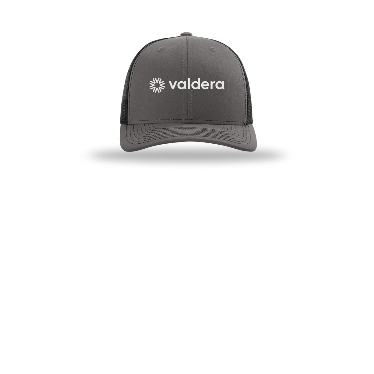valdera-richardson-trucker-cap-embroidery-capfront-R112-charcoalblack-flat-front