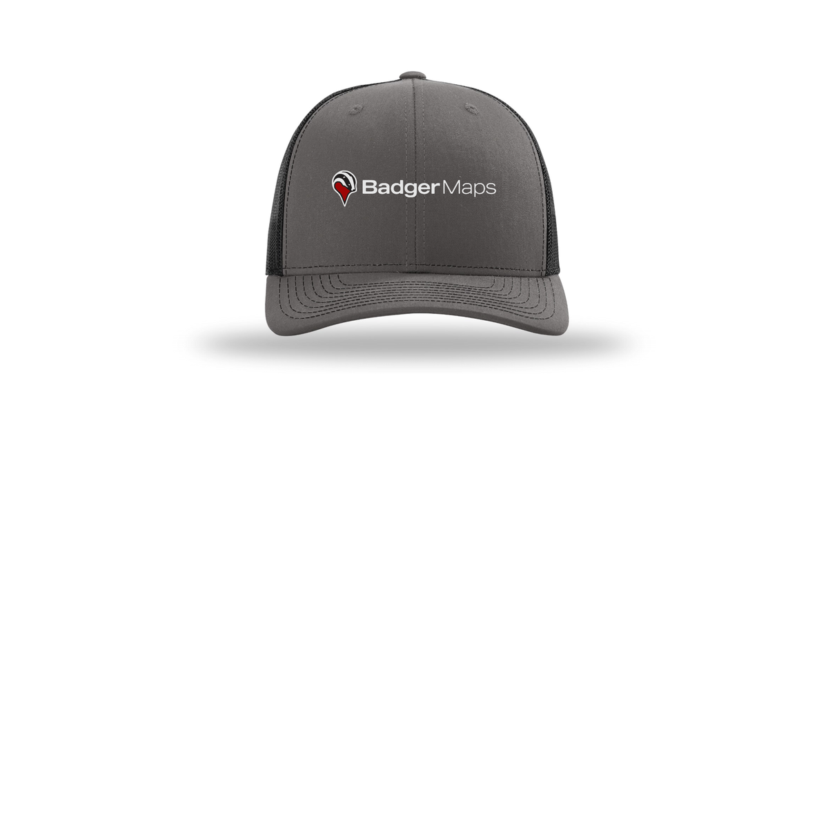badgermapping-richardson-trucker-cap-embroidery-capfront-R112-charcoalblack-flat-front