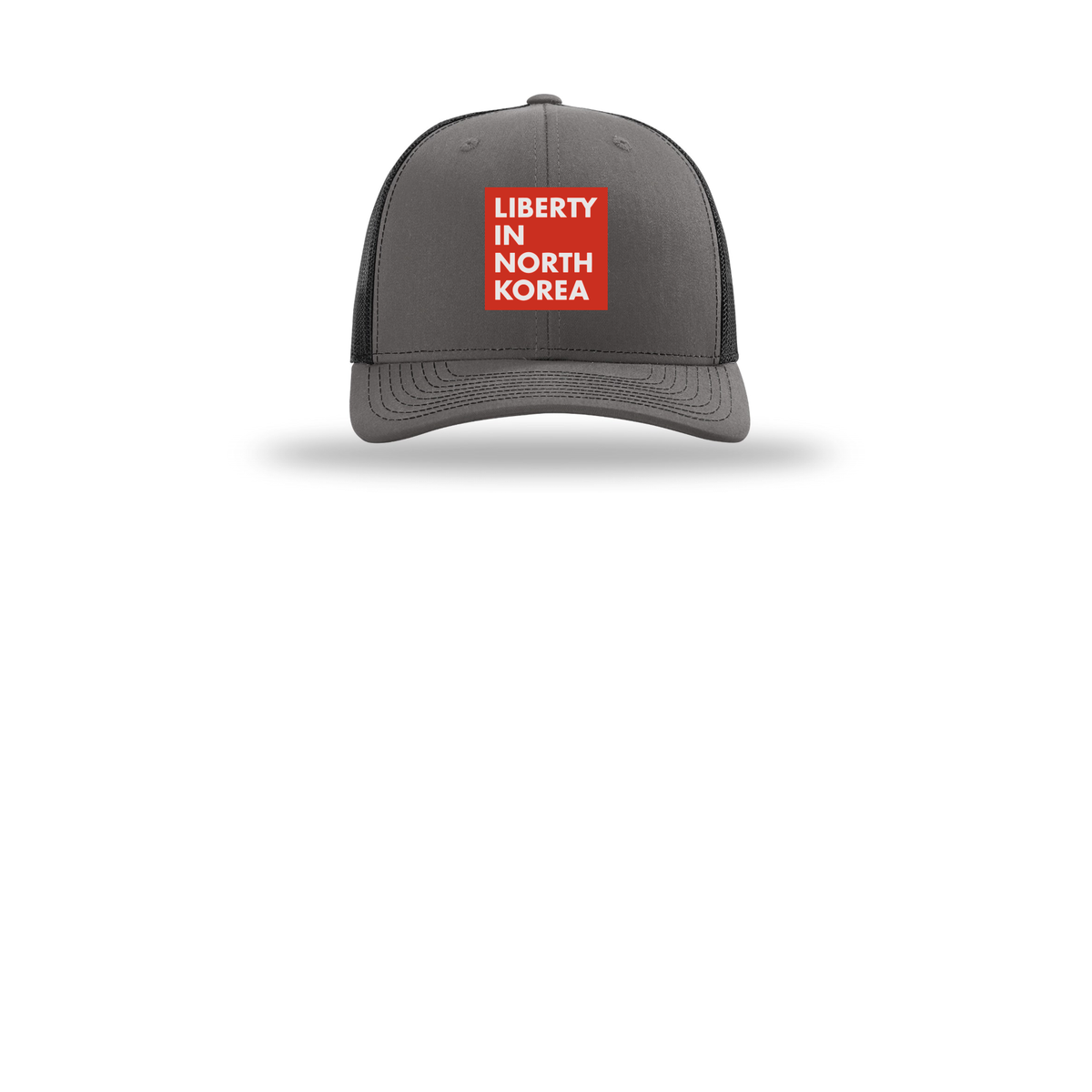 libertyinnorthkorea-richardson-trucker-cap-embroidery-capfront-R112-charcoalblack-flat-front