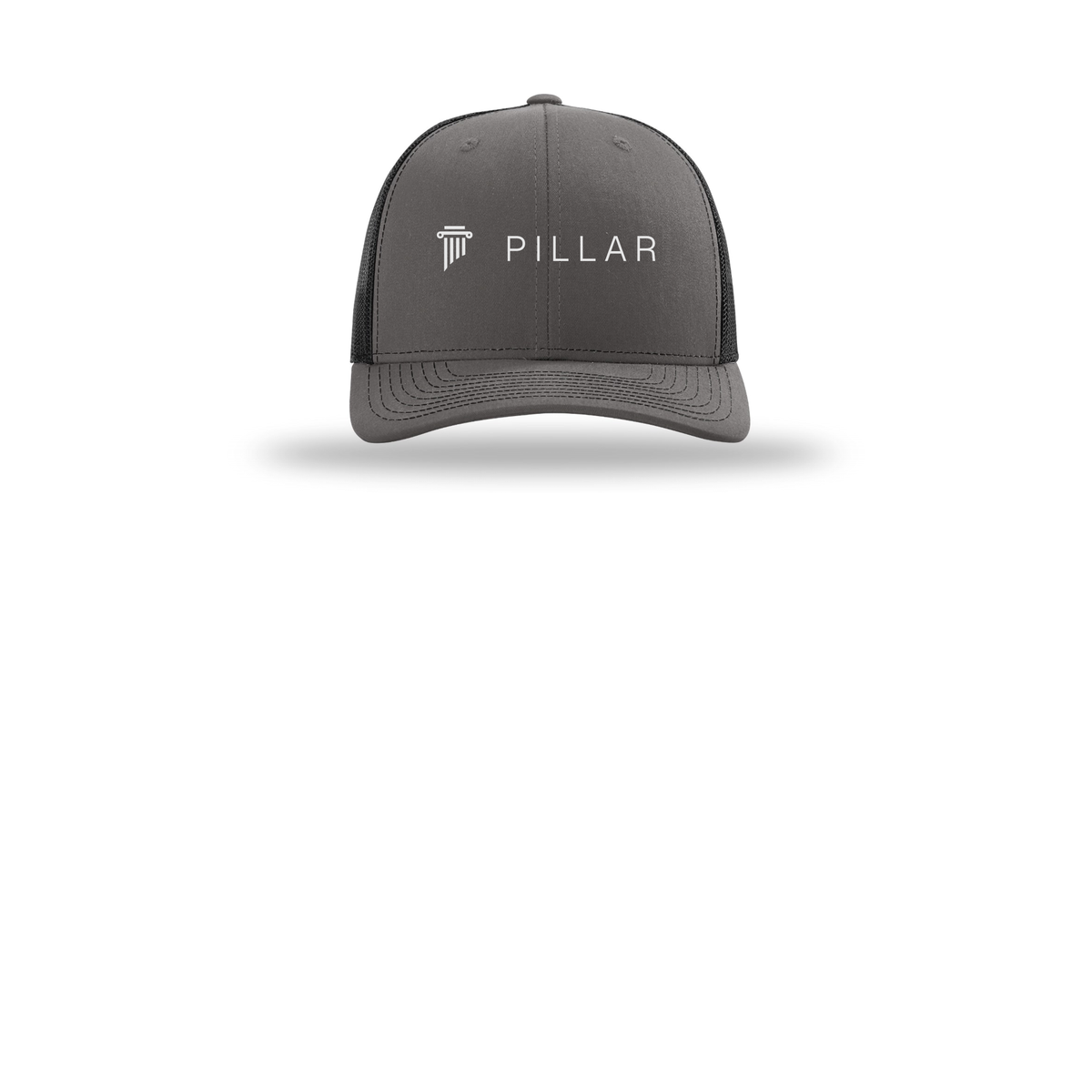 pillar-richardson-trucker-cap-embroidery-capfront-R112-charcoalblack-flat-front