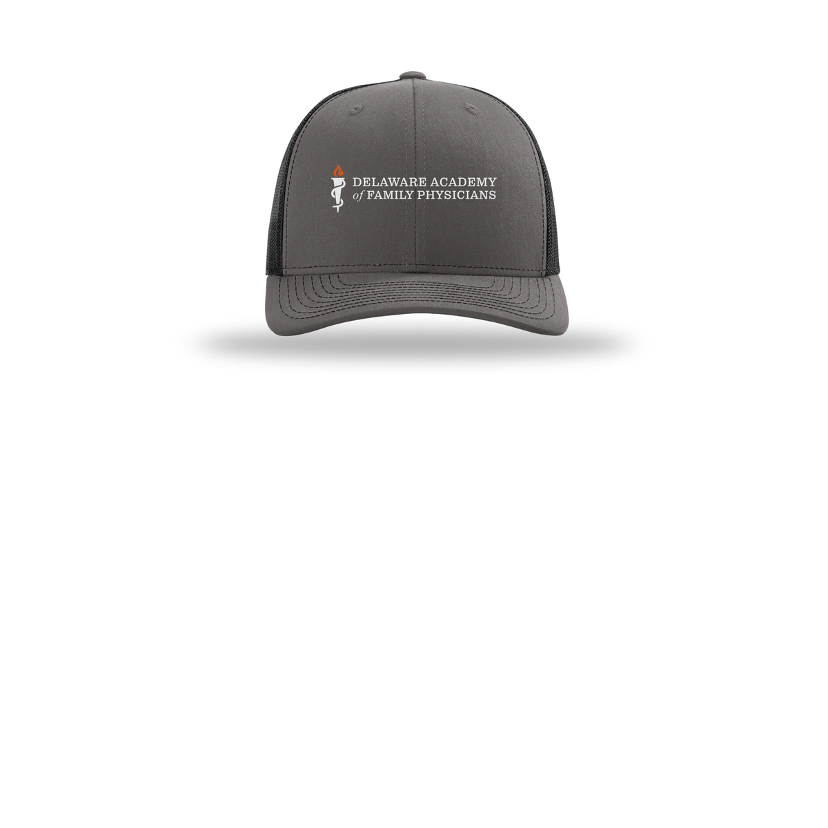 delfamdoc-richardson-trucker-cap-embroidery-capfront-R112-charcoalblack-flat-front