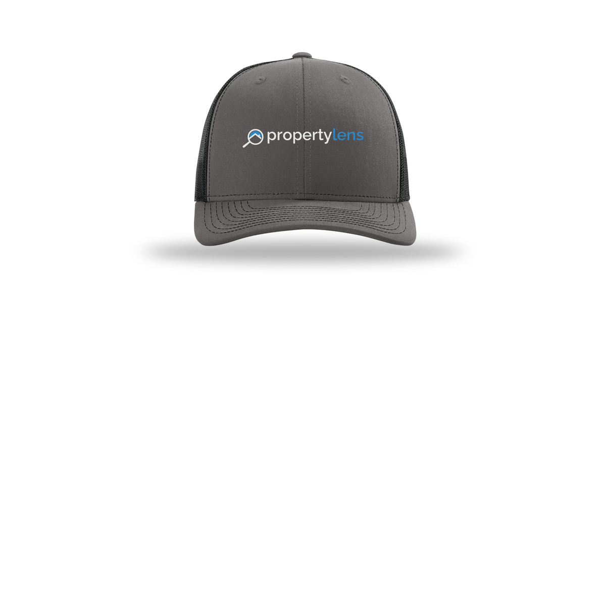 propertylens-richardson-trucker-cap-embroidery-capfront-R112-charcoalblack-flat-front