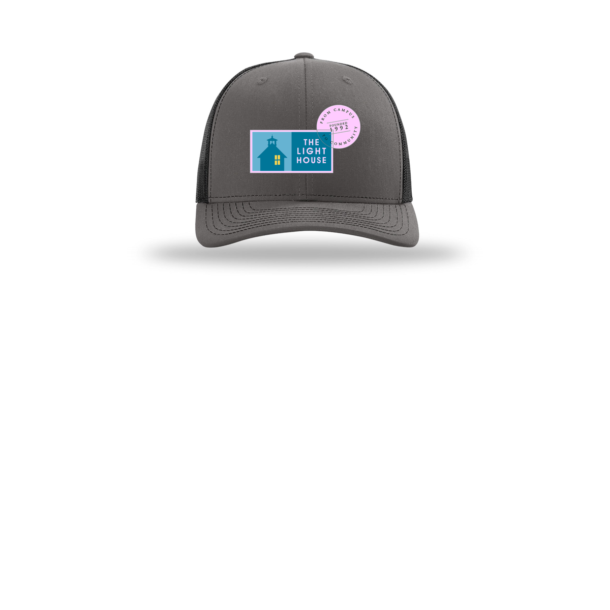 lhcampus-richardson-trucker-cap-embroidery-capfront-R112-charcoalblack-flat-front