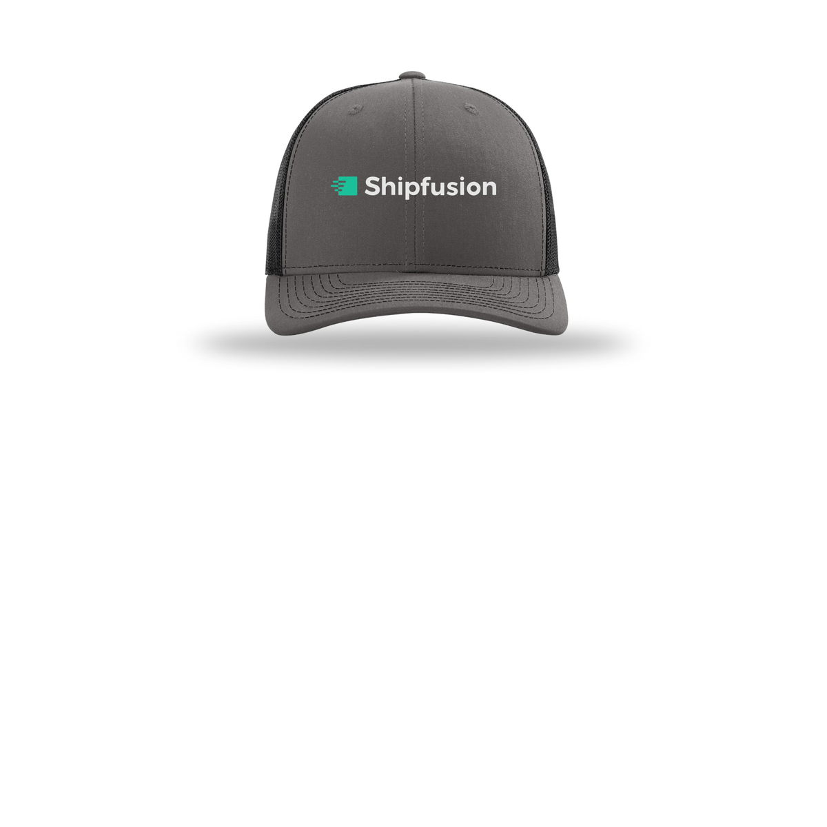 shipfusion-richardson-trucker-cap-embroidery-capfront-R112-charcoalblack-flat-front