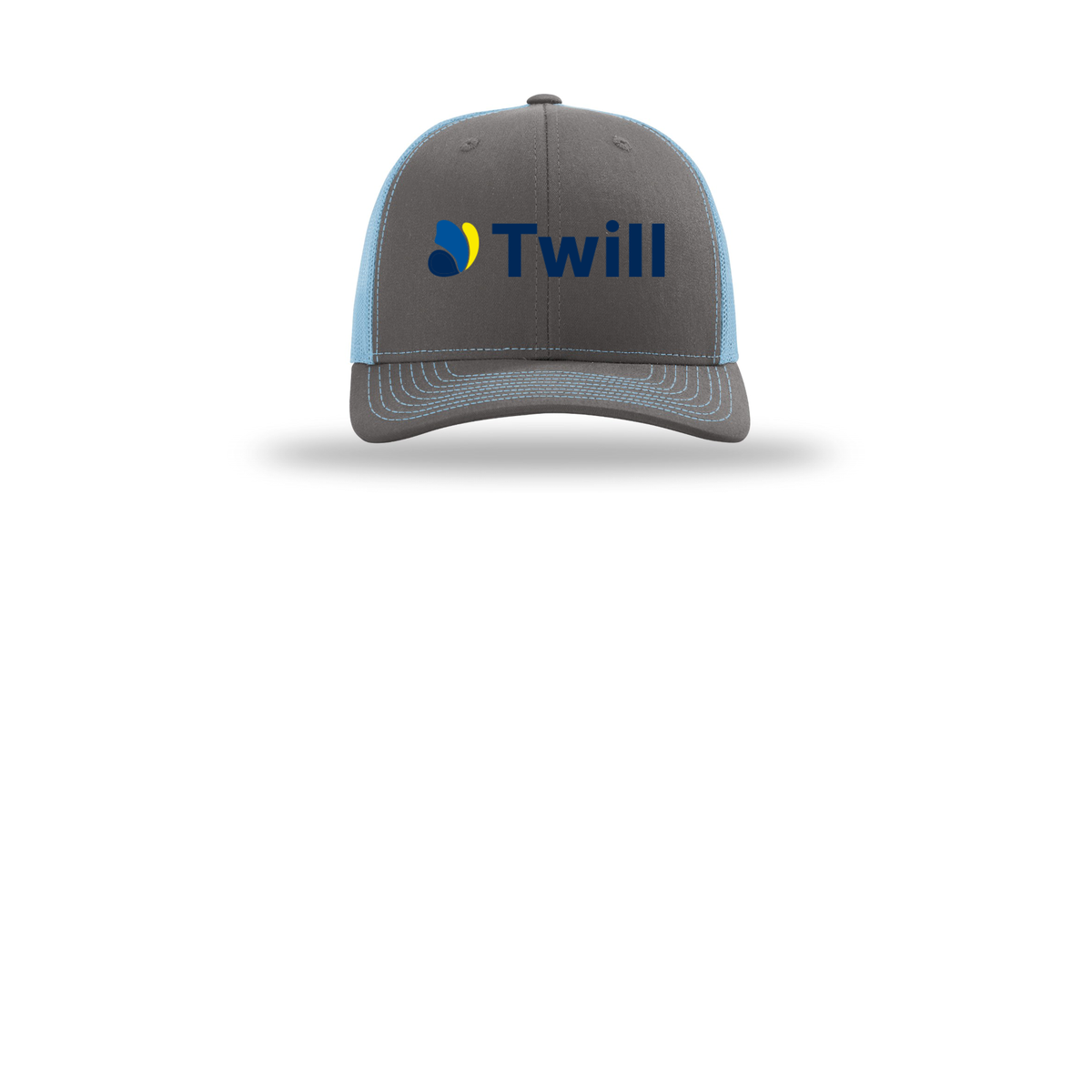 withtwill-richardson-trucker-cap-embroidery-capfront-R112-charcoalcolumbiablue-flat-front