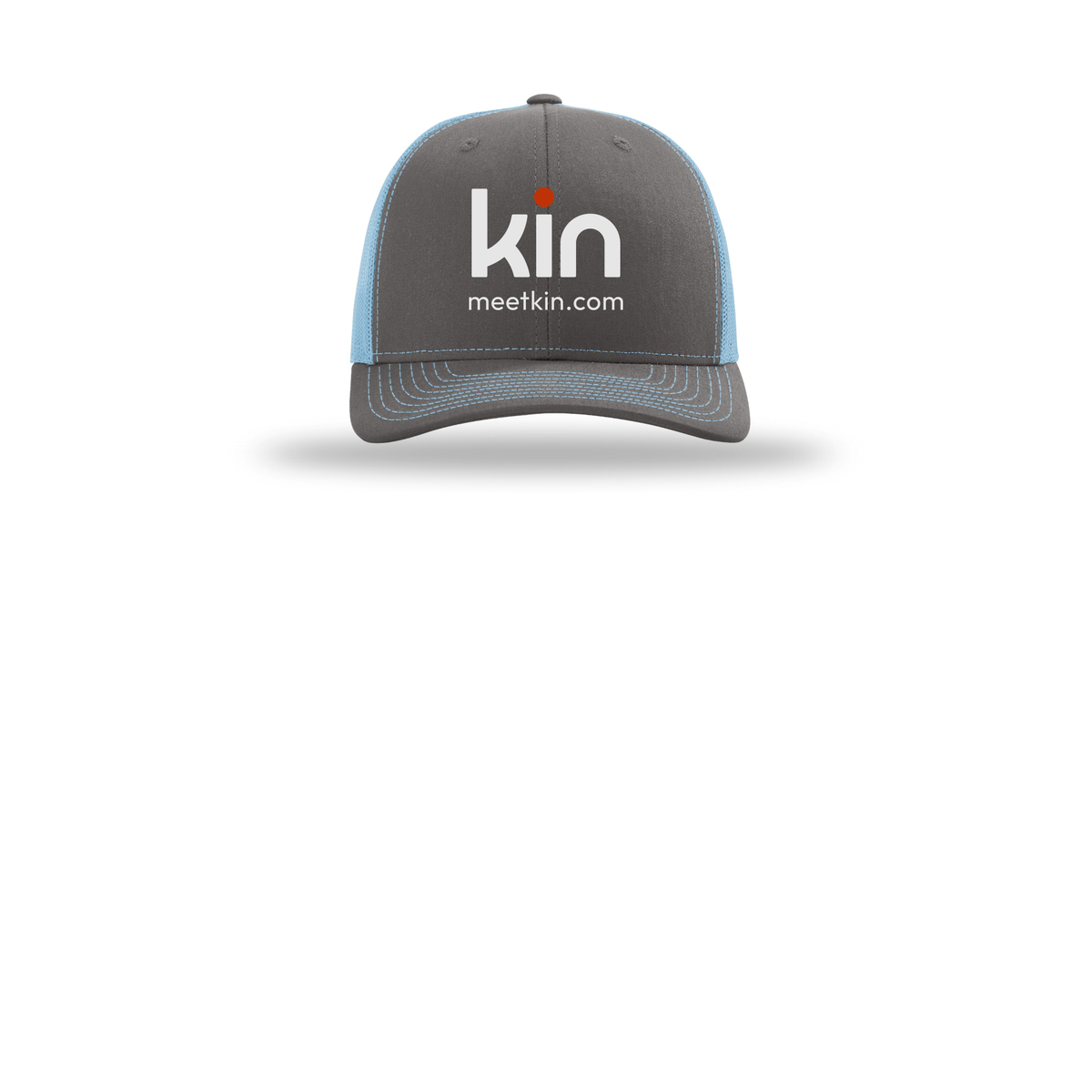 kin-richardson-trucker-cap-embroidery-capfront-R112-charcoalcolumbiablue-flat-front