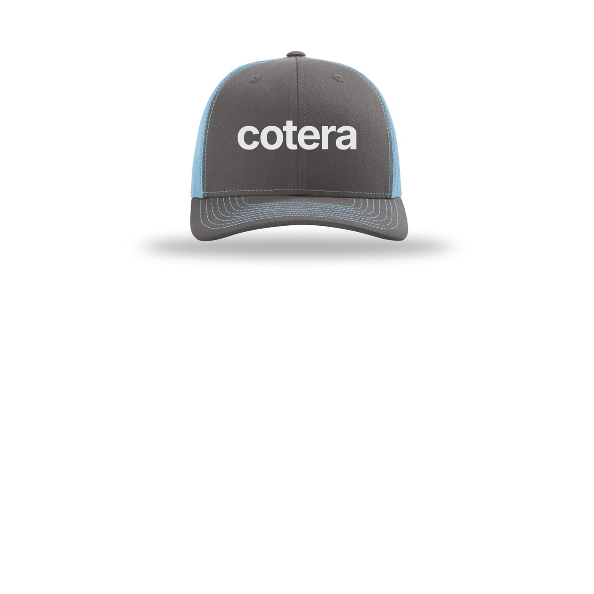 cotera-richardson-trucker-cap-embroidery-capfront-R112-charcoalcolumbiablue-flat-front