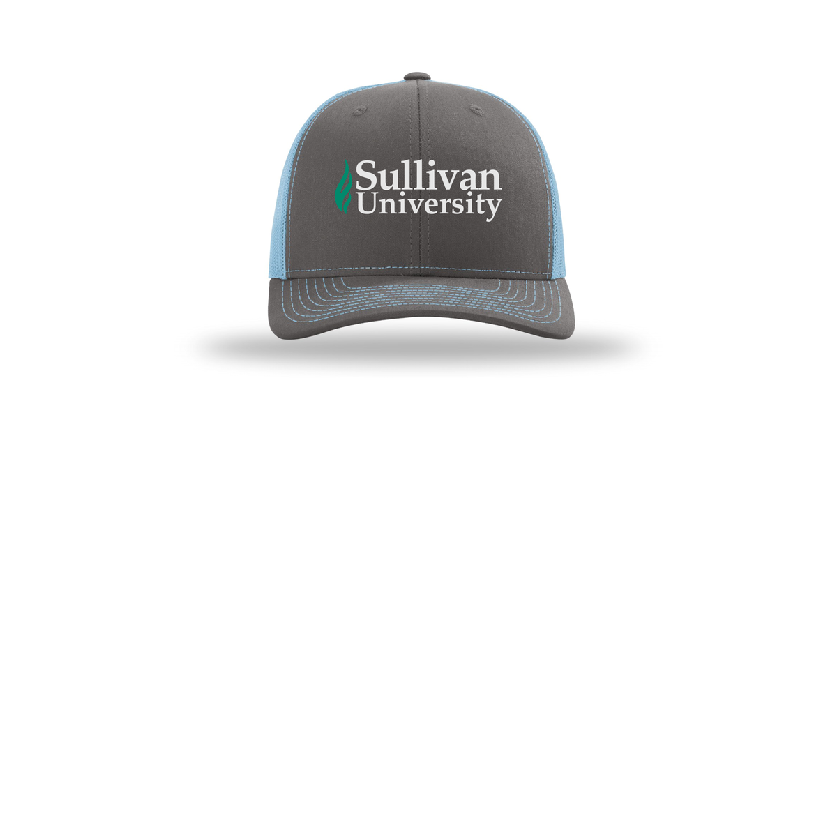 sullivan-richardson-trucker-cap-embroidery-capfront-R112-charcoalcolumbiablue-flat-front