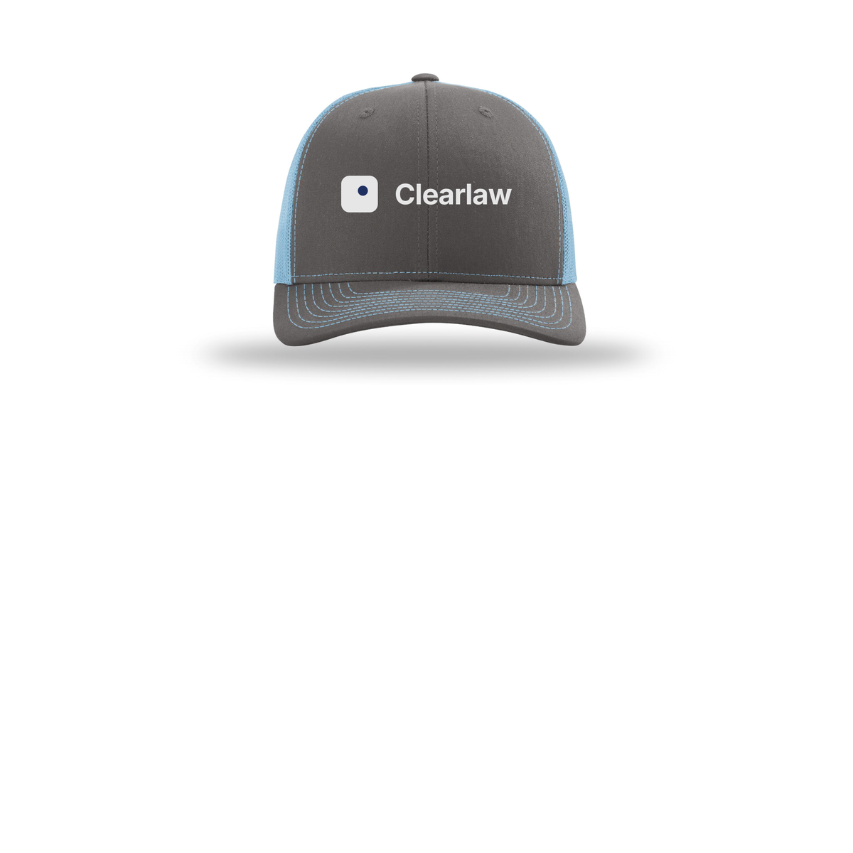 clearlaw-richardson-trucker-cap-embroidery-capfront-R112-charcoalcolumbiablue-flat-front