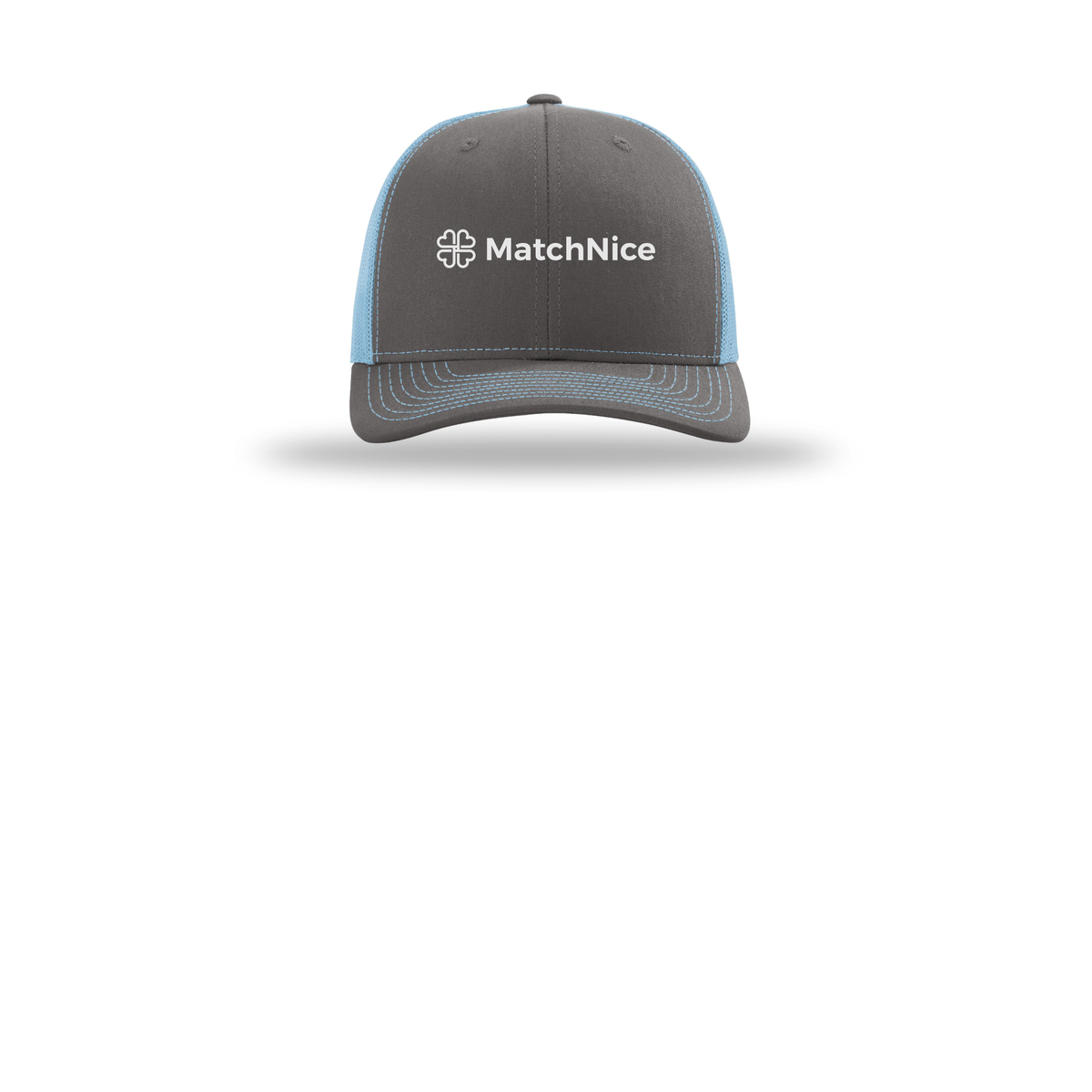 matchnice-richardson-trucker-cap-embroidery-capfront-R112-charcoalcolumbiablue-flat-front