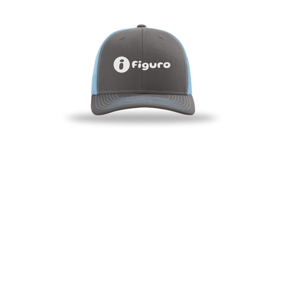 getfiguro-richardson-trucker-cap-embroidery-capfront-R112-charcoalcolumbiablue-flat-front