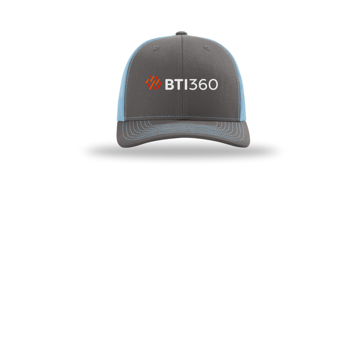 bti360-richardson-trucker-cap-embroidery-capfront-R112-charcoalcolumbiablue-flat-front