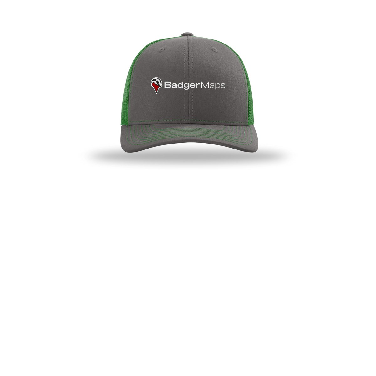 badgermapping-richardson-trucker-cap-embroidery-capfront-R112-charcoalkelly-flat-front