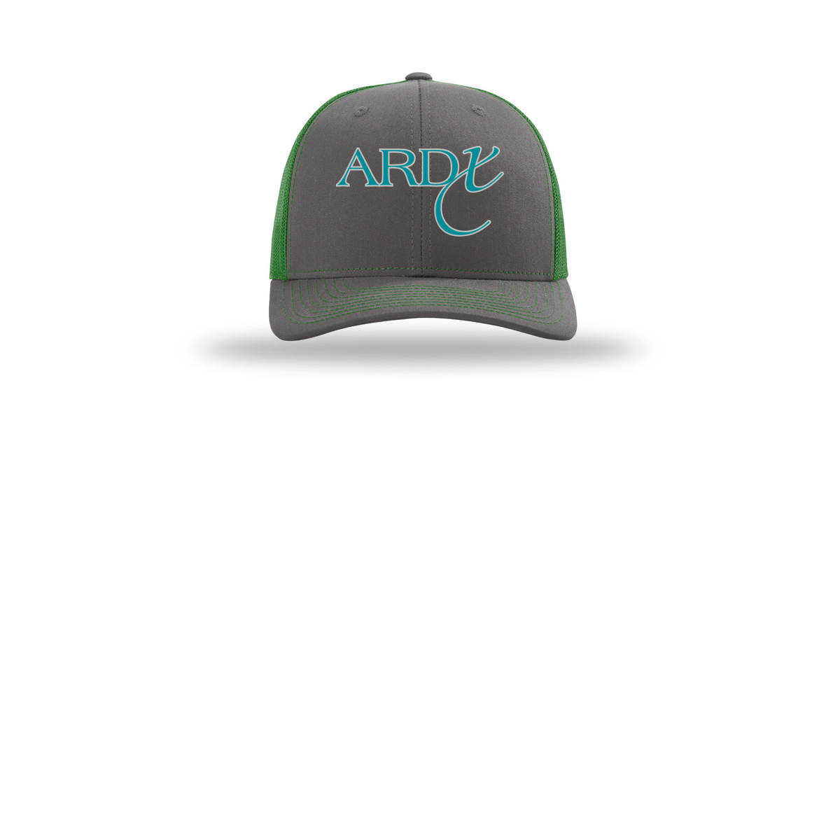 ardx-richardson-trucker-cap-embroidery-capfront-R112-charcoalkelly-flat-front