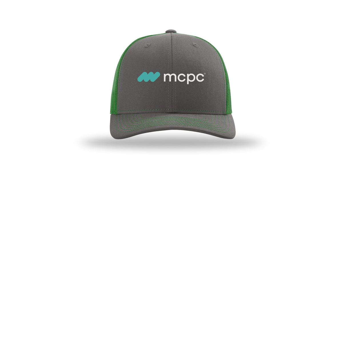 mcpc-richardson-trucker-cap-embroidery-capfront-R112-charcoalkelly-flat-front