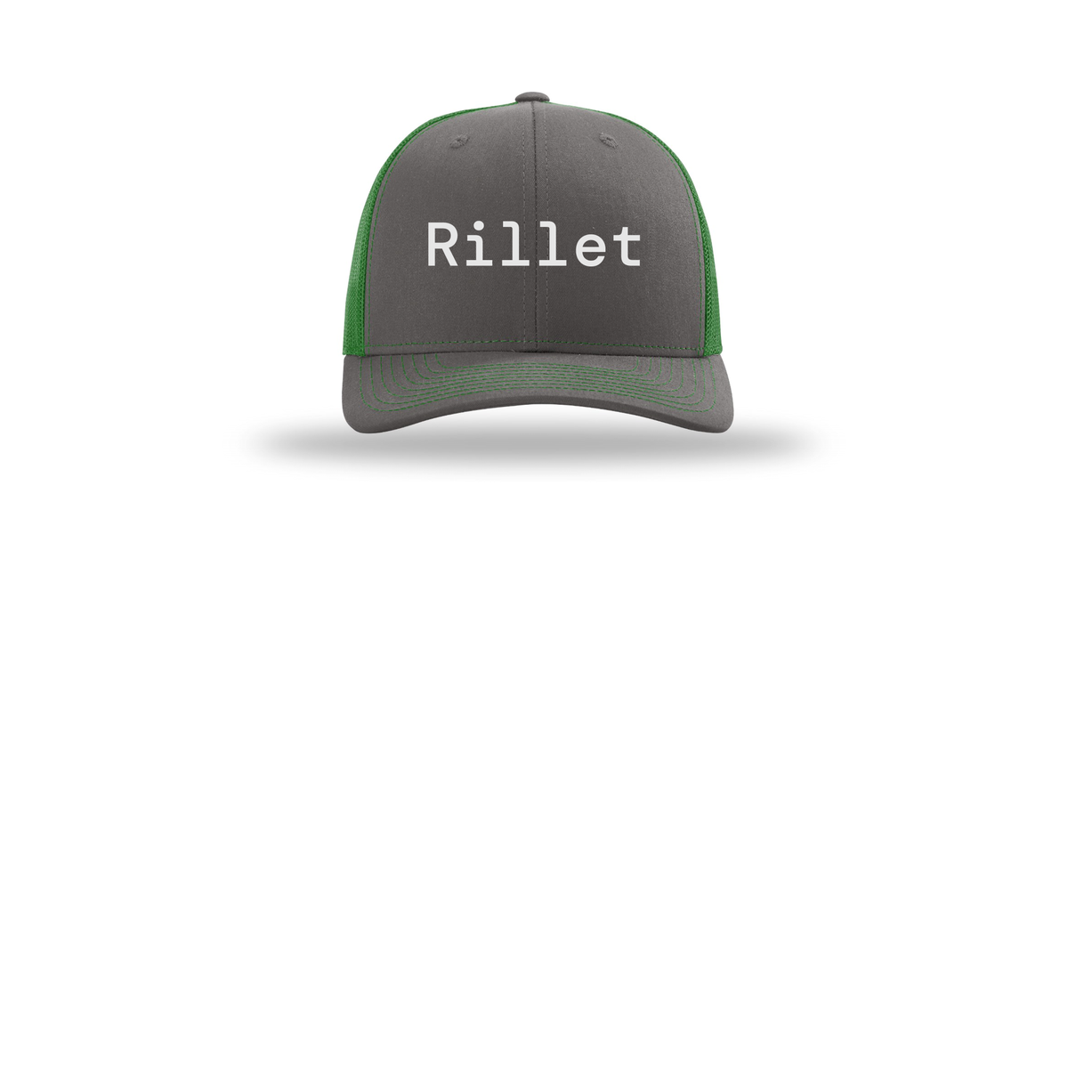 rillet-richardson-trucker-cap-embroidery-capfront-R112-charcoalkelly-flat-front