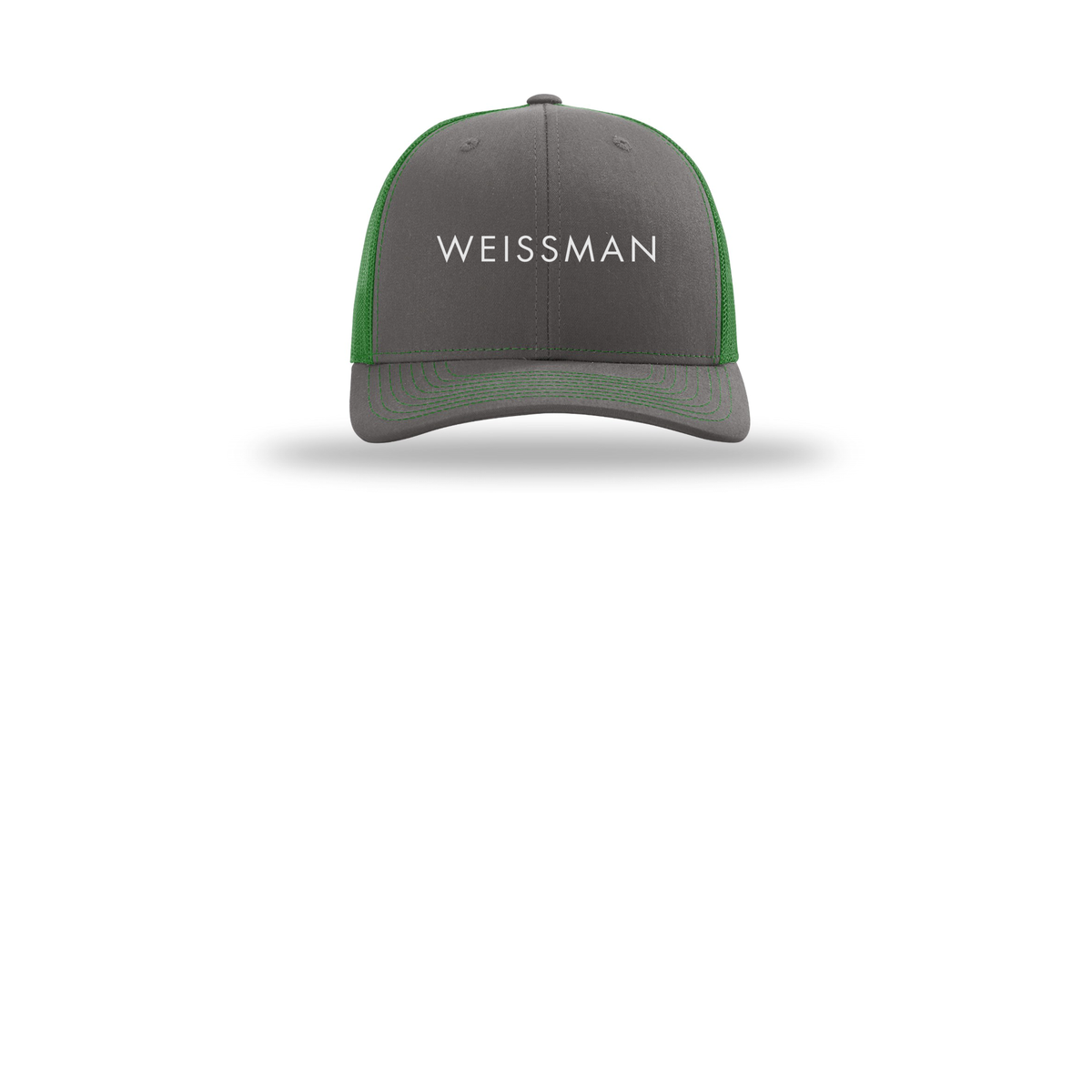 weissmans-richardson-trucker-cap-embroidery-capfront-R112-charcoalkelly-flat-front