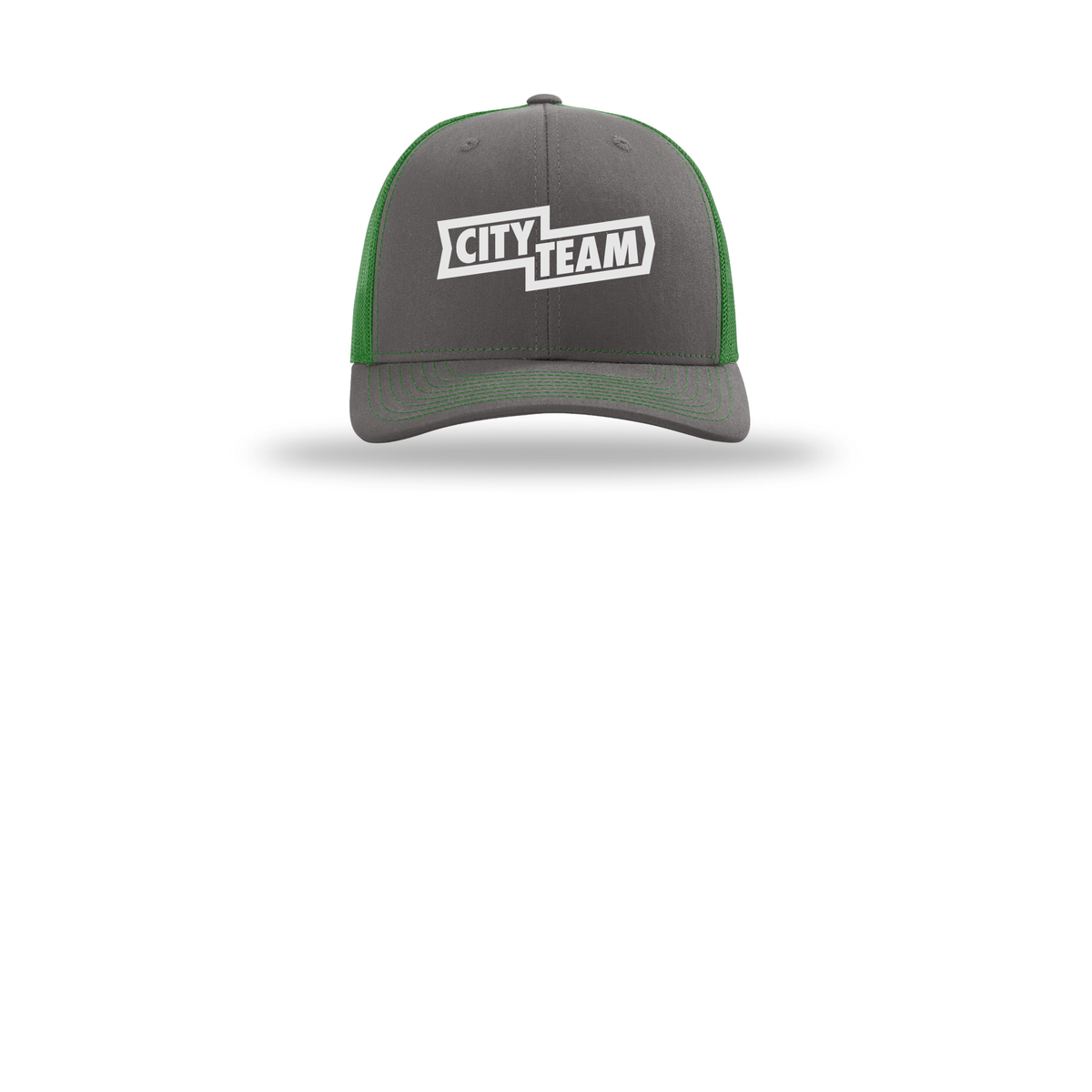 cityteam-richardson-trucker-cap-embroidery-capfront-R112-charcoalkelly-flat-front