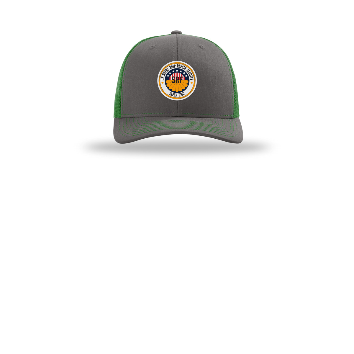 srf-jrmc-richardson-trucker-cap-embroidery-capfront-R112-charcoalkelly-flat-front