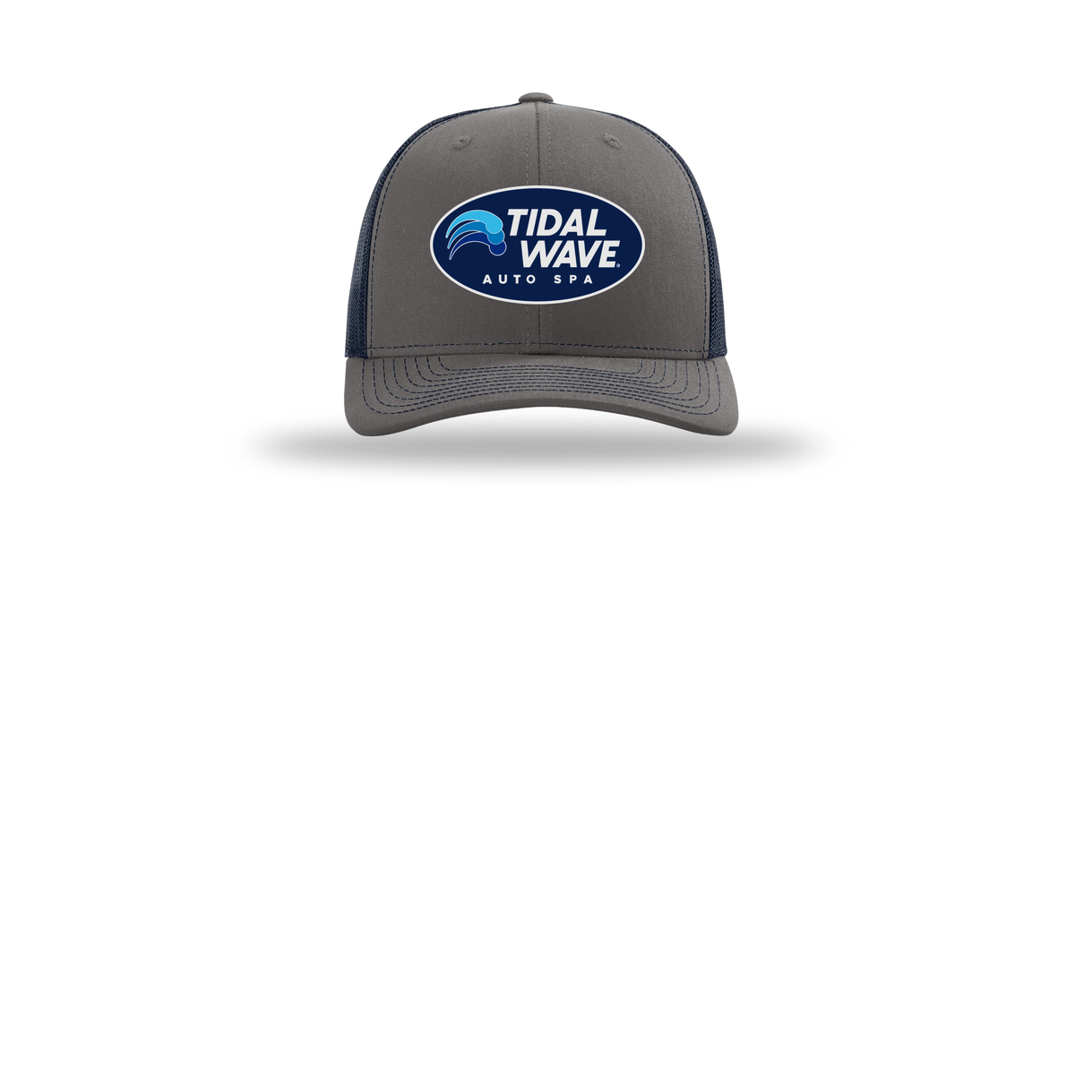 tidalwaveautospa-richardson-trucker-cap-embroidery-capfront-R112-charcoalnavy-flat-front