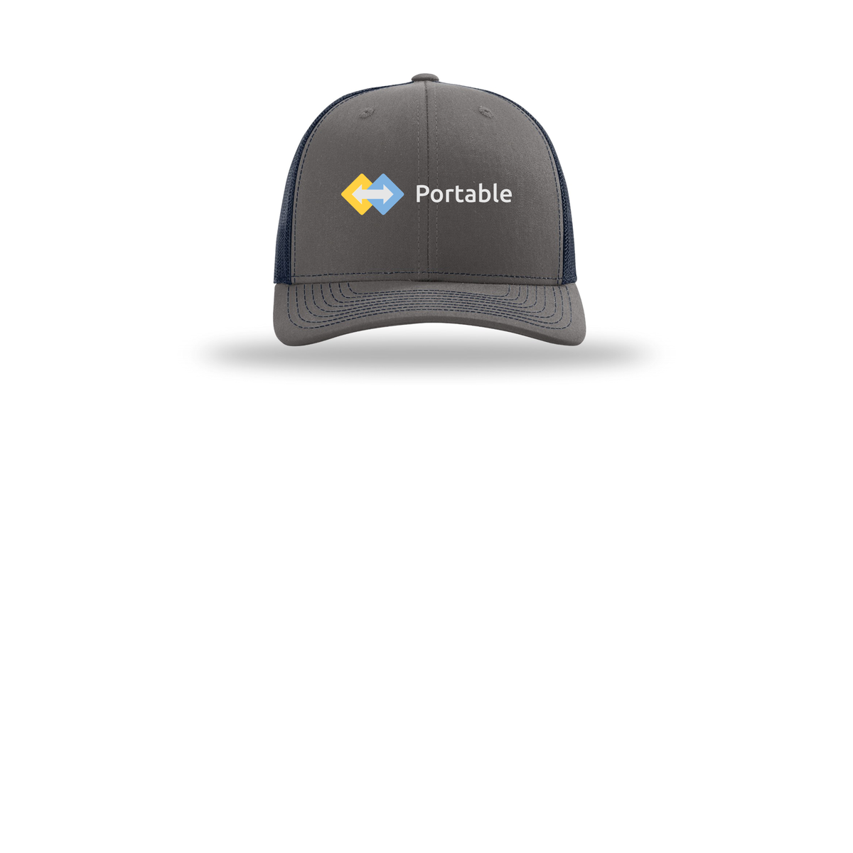 portable-richardson-trucker-cap-embroidery-capfront-R112-charcoalnavy-flat-front