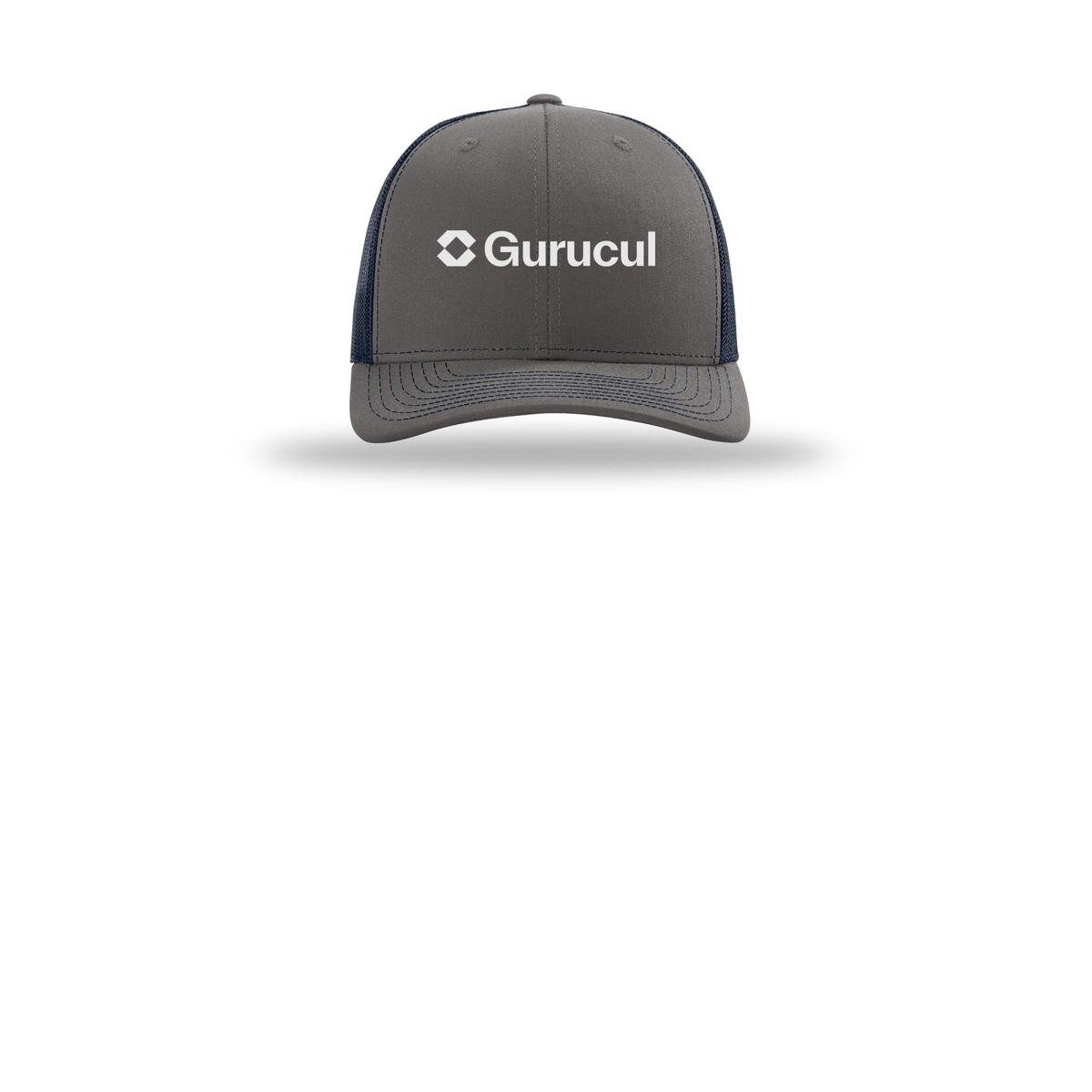 gurucul-richardson-trucker-cap-embroidery-capfront-R112-charcoalnavy-flat-front