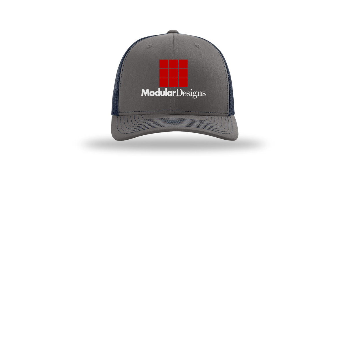 modulardesignsflooring-richardson-trucker-cap-embroidery-capfront-R112-charcoalnavy-flat-front