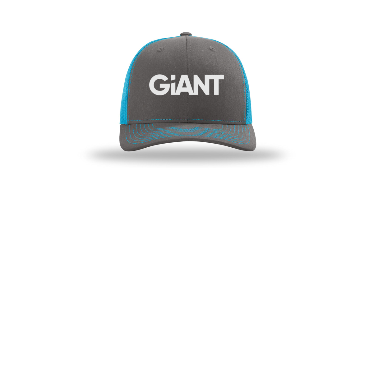 giantworldwide-richardson-trucker-cap-embroidery-capfront-R112-charcoalneonblue-flat-front