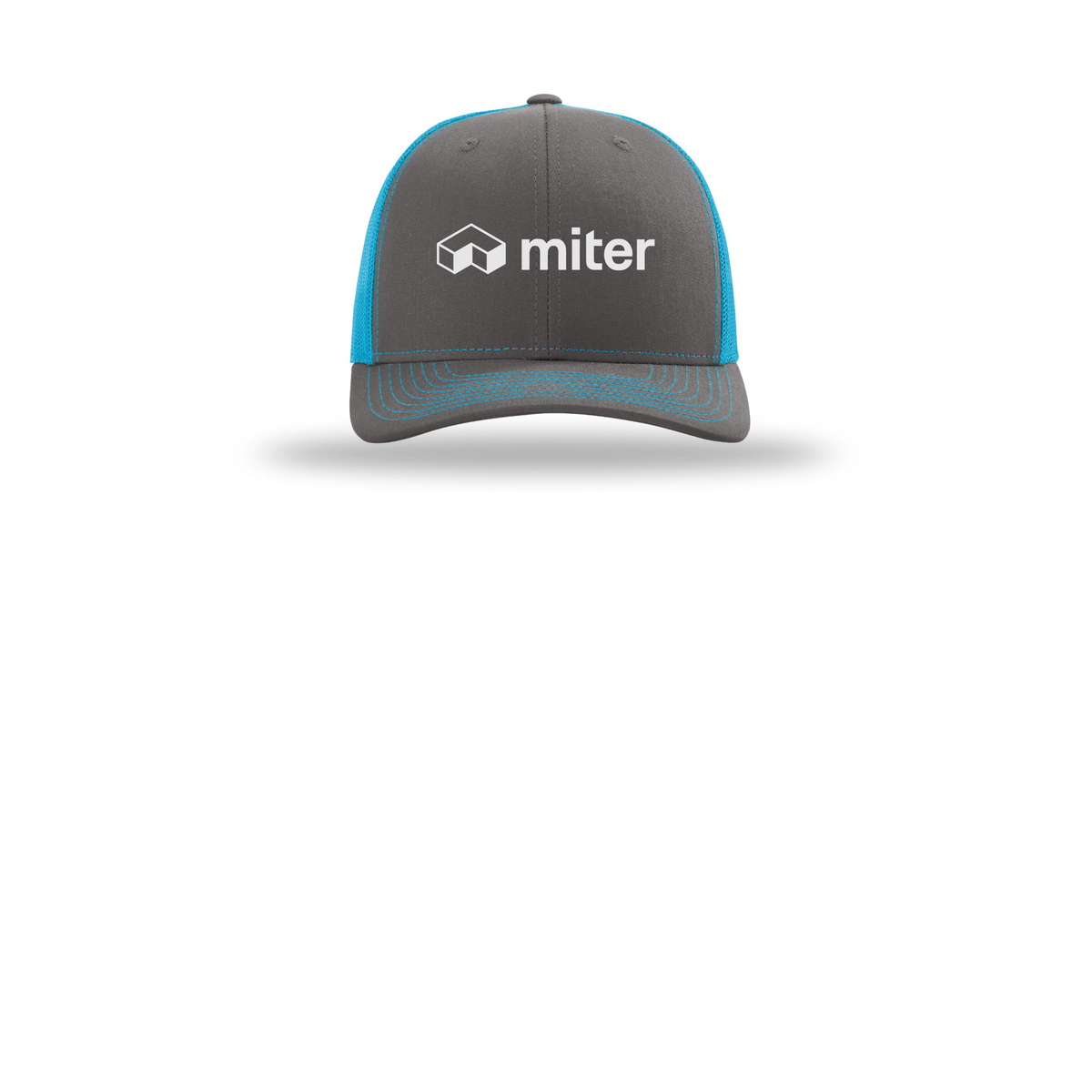 miter-richardson-trucker-cap-embroidery-capfront-R112-charcoalneonblue-flat-front