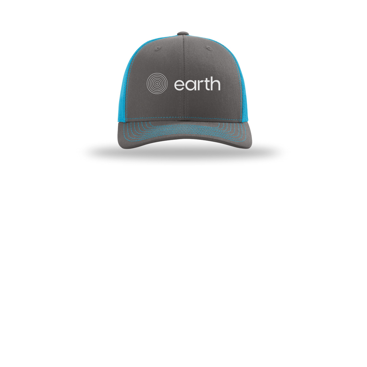 earthfuneral-richardson-trucker-cap-embroidery-capfront-R112-charcoalneonblue-flat-front