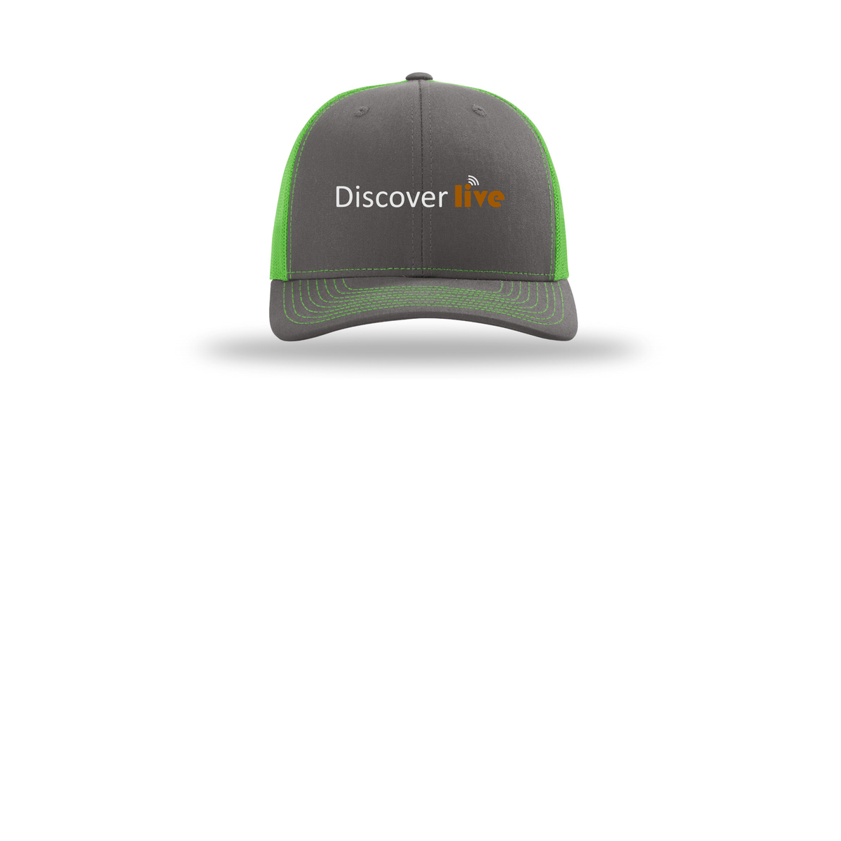 discover-richardson-trucker-cap-embroidery-capfront-R112-charcoalneongreen-flat-front