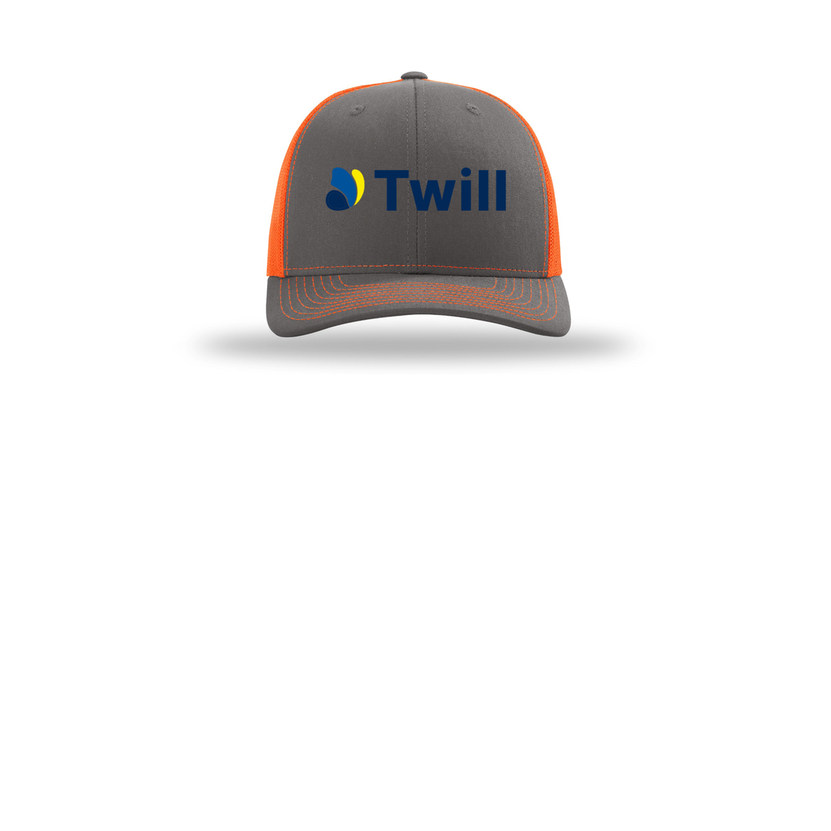 withtwill-richardson-trucker-cap-embroidery-capfront-R112-charcoalneonorange-flat-front