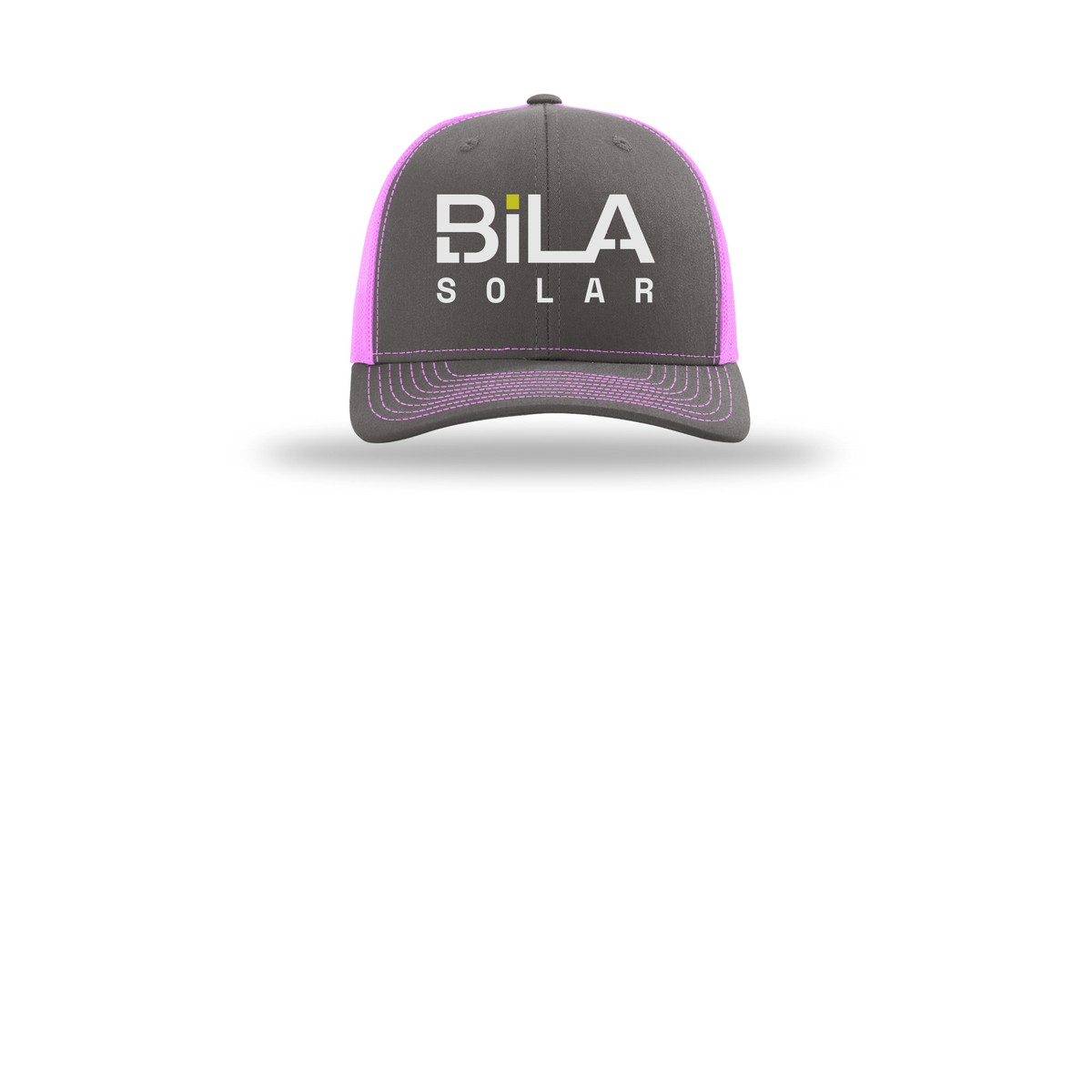 bilasolar-richardson-trucker-cap-embroidery-capfront-R112-charcoalneonpink-flat-front