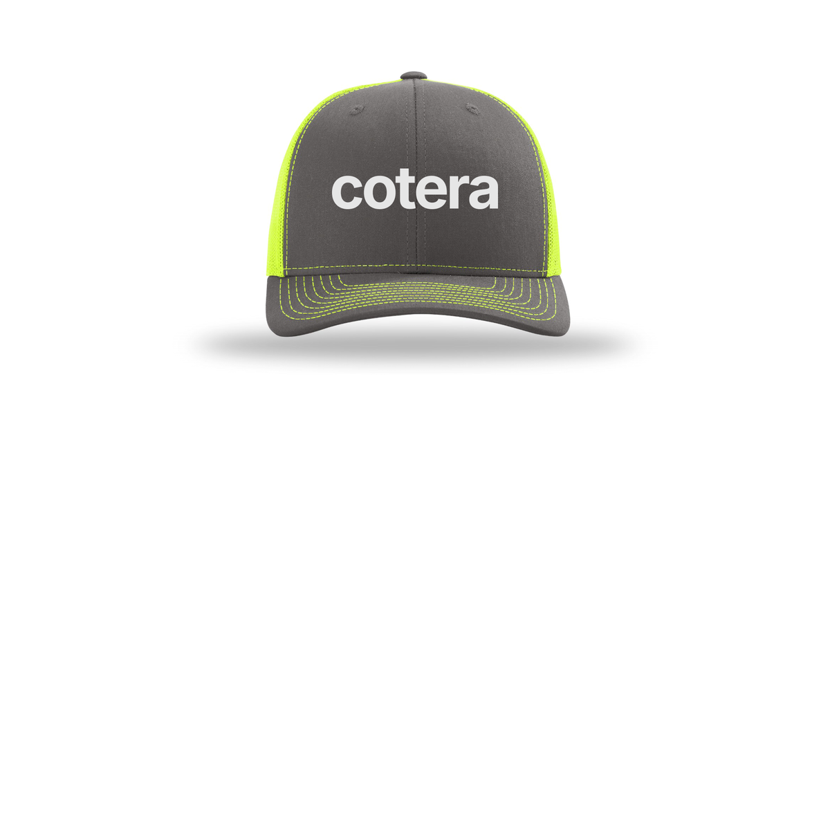 cotera-richardson-trucker-cap-embroidery-capfront-R112-charcoalneonyellow-flat-front