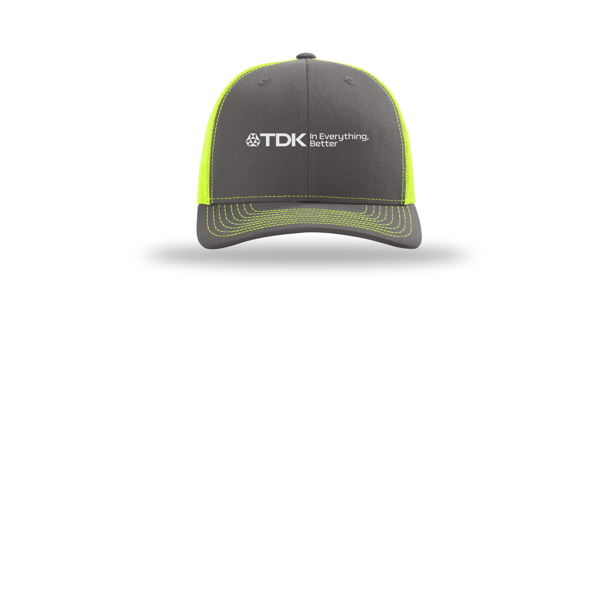 tdk-richardson-trucker-cap-embroidery-capfront-R112-charcoalneonyellow-flat-front