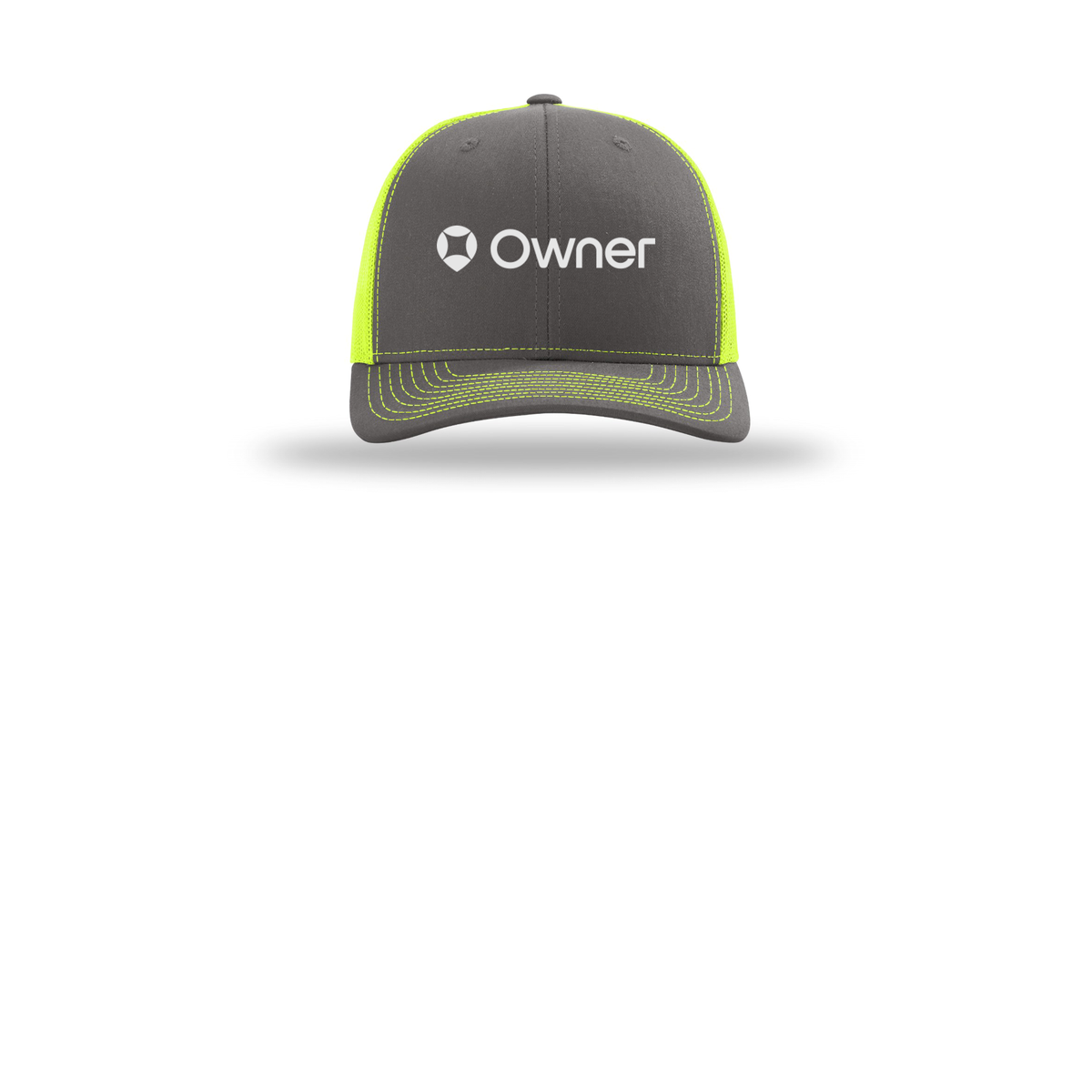 owner-richardson-trucker-cap-embroidery-capfront-R112-charcoalneonyellow-flat-front
