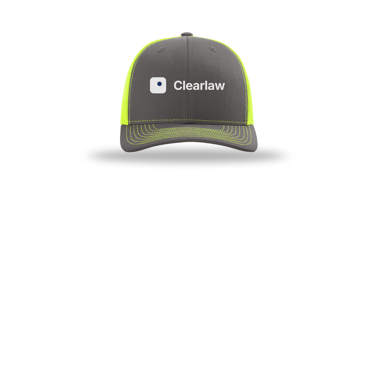 clearlaw-richardson-trucker-cap-embroidery-capfront-R112-charcoalneonyellow-flat-front